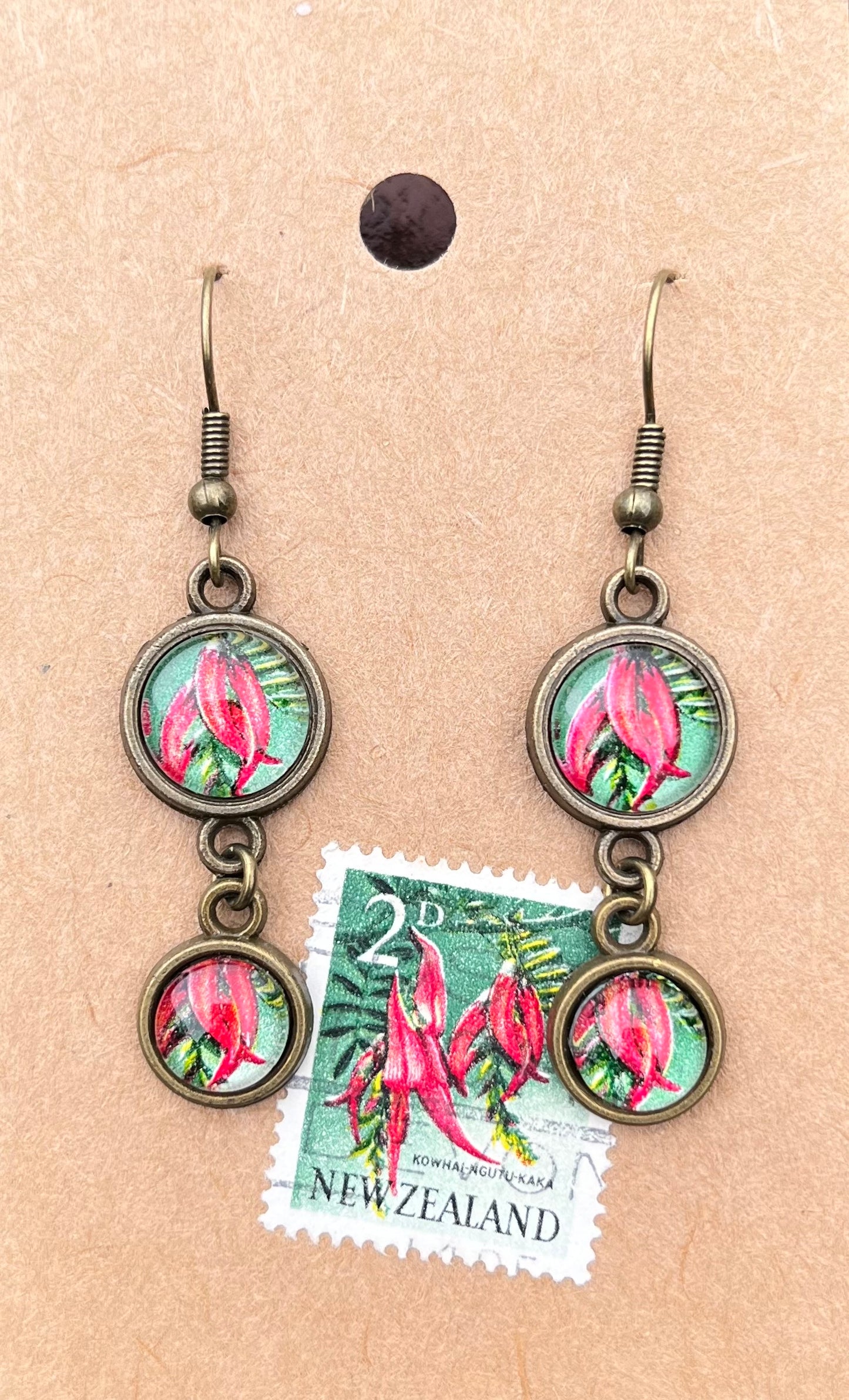 Jewellery- NZ Handmade earrings using NZ stamps