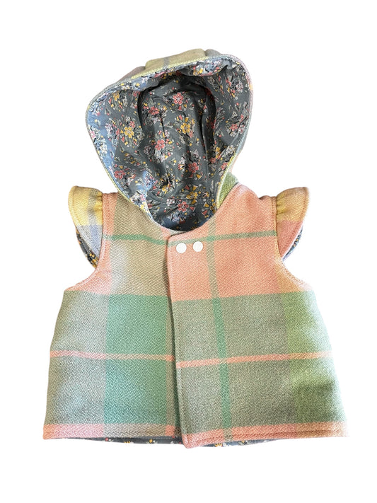 Cosy up-cycled woollen hooded jacket, 9-18 months