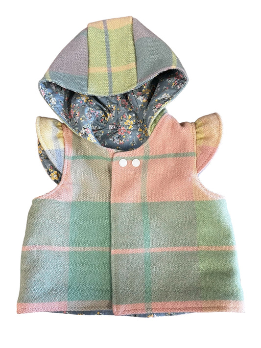 Cosy up-cycled woollen hooded jacket, 9-18 months