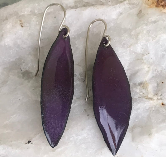 Jewellery -Glass Art - Enamelled Summer Leaf Earrings