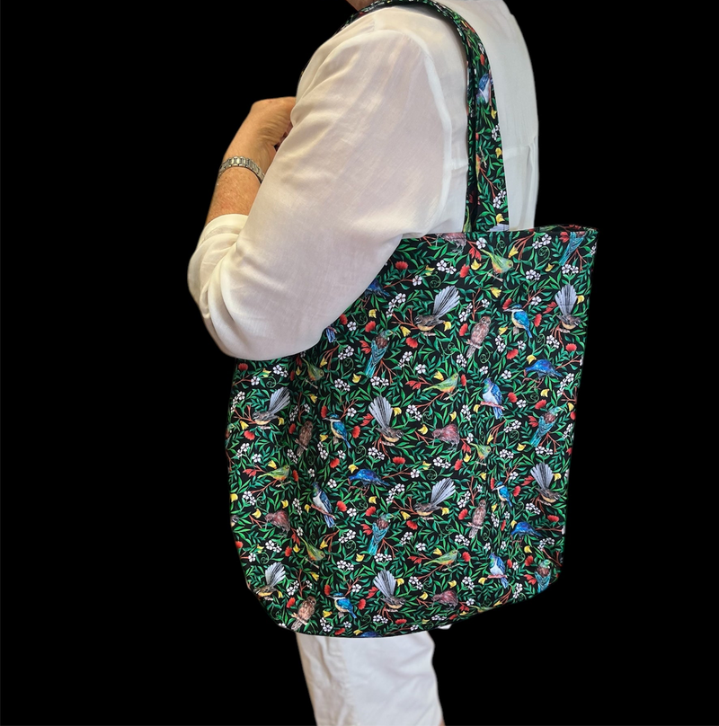 Handmade Lined Shoulder Bag - Native Birds