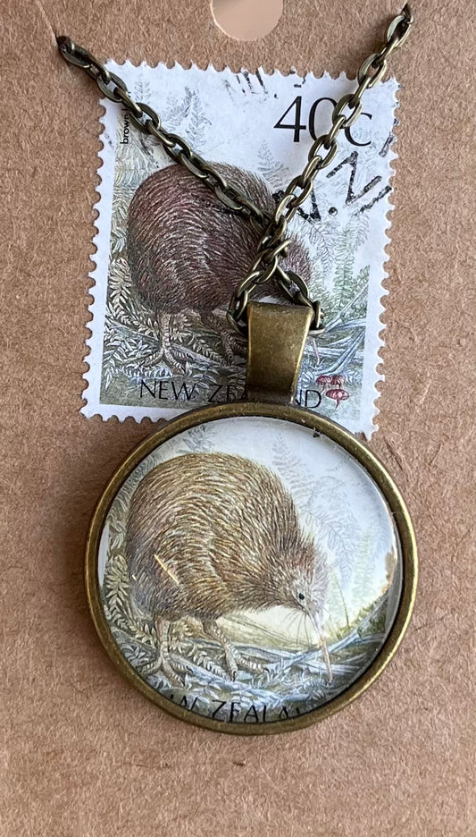 Jewellery- necklaces- NZ vintage stamps