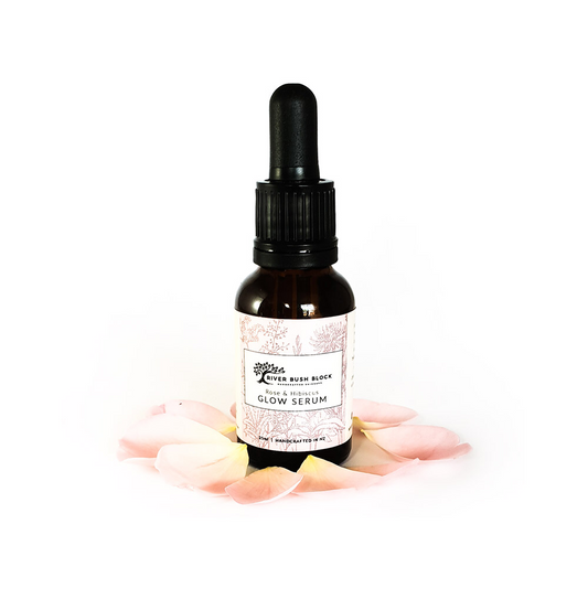 River Bush Block; Rose & Hibiscus Glow Serum